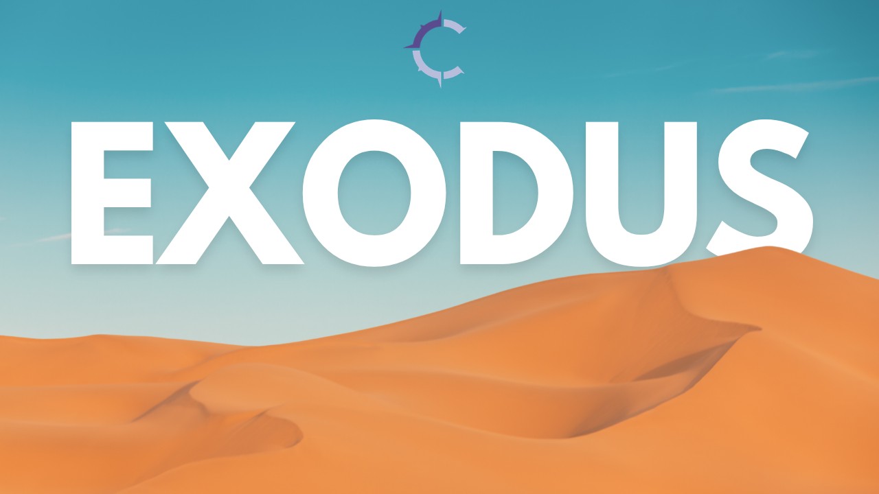 Exodus sermon thumbnail over a desert landscape